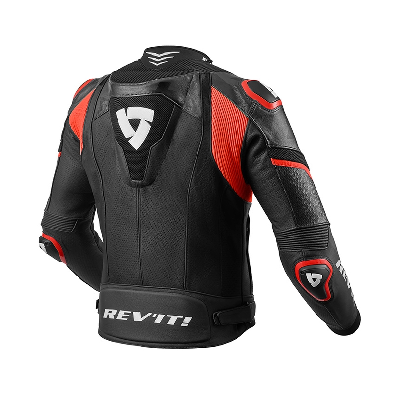 Skórzana kurtka motocyklowa Revit Hyperspeed Pro czarno-fluo czerwona wyprzedaż