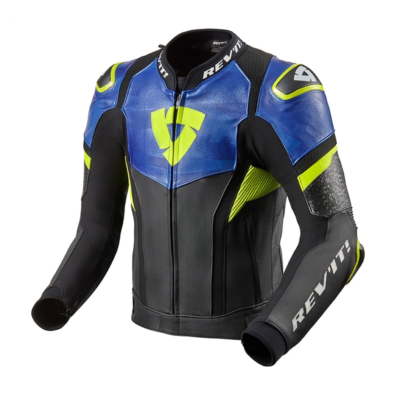 Skórzana kurtka motocyklowa Revit Hyperspeed Pro czarno-niebieska wyprzedaż