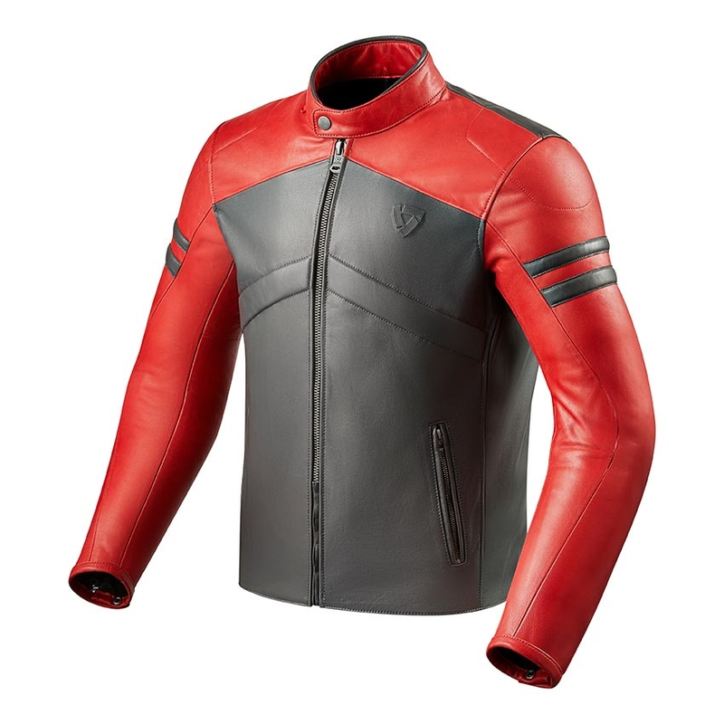 Skórzana kurtka motocyklowa Revit Prometheus czerwono-szara wyprzedaż