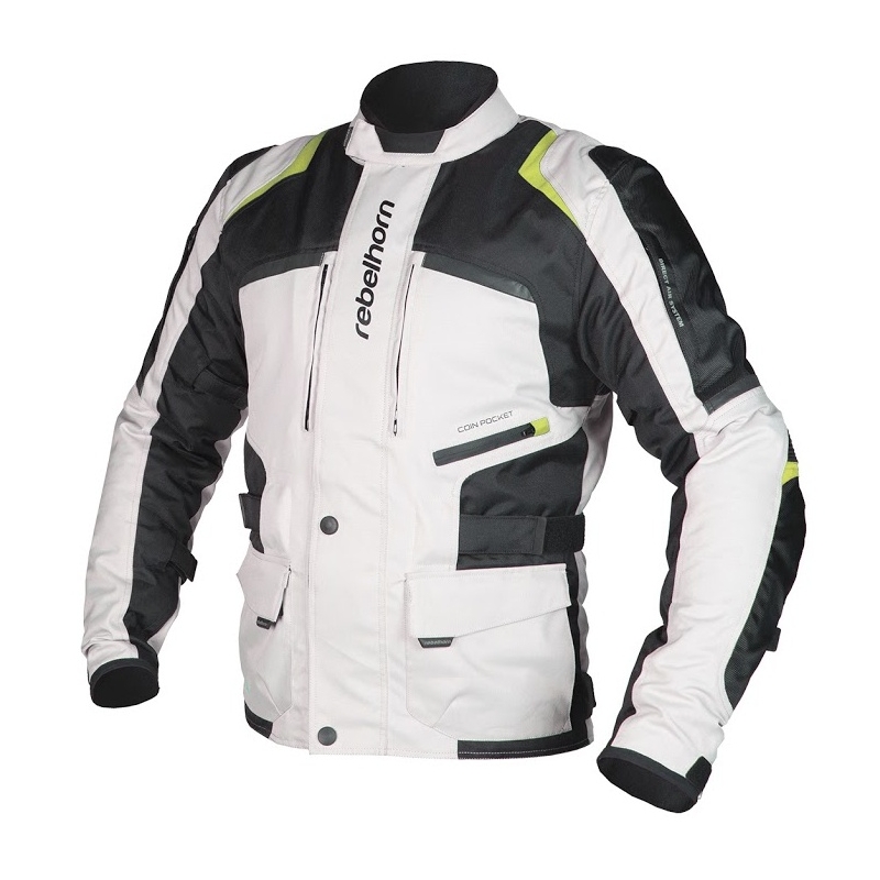 Moto kurtka Rebelhorn Hiker szaro-czarno-fluo żółta wyprzedaż