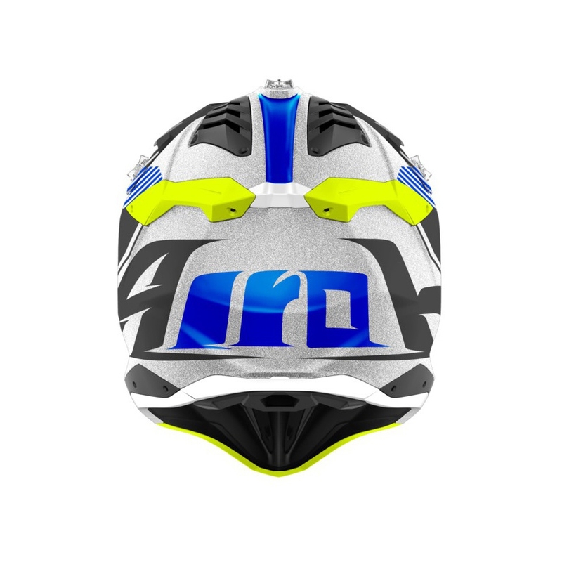Kask motocrossowy Airoh Aviator 3.0 Wave 2022 white-blue-fluo yellow wyprzedaż