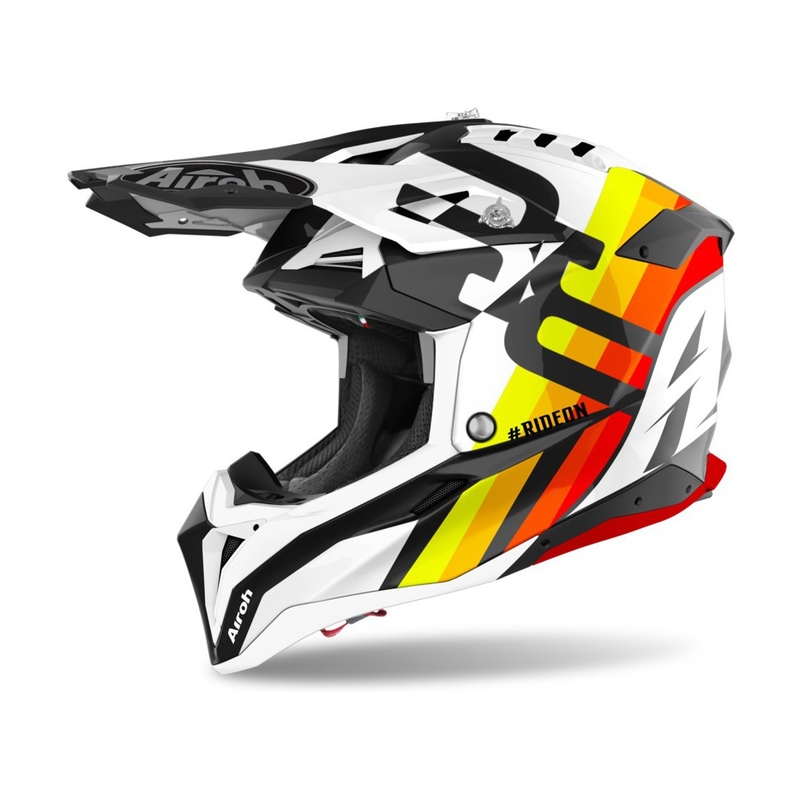 Kask motocrossowy Airoh Aviator 3.0 Rainbow 2021 biały-żółty-pomarańczowy-czerwony wyprzedaż
