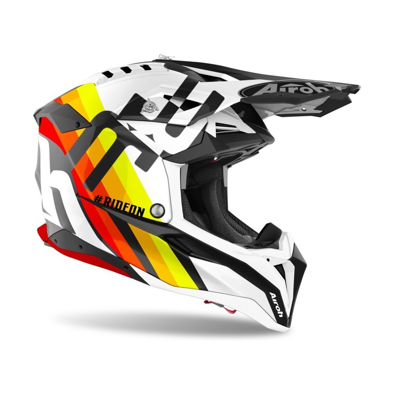 Kask motocrossowy Airoh Aviator 3.0 Rainbow 2021 biały-żółty-pomarańczowy-czerwony wyprzedaż