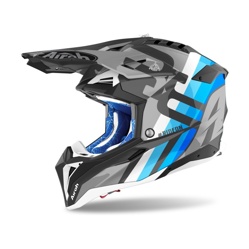 Kask motocrossowy Airoh Aviator 3.0 Rainbow 2021 szaro-niebiesko-biały