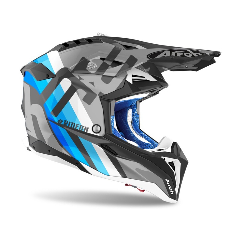 Kask motocrossowy Airoh Aviator 3.0 Rainbow 2021 szaro-niebiesko-biały