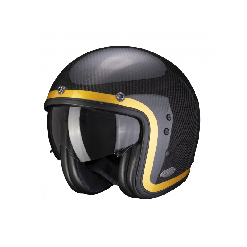 Otwarty kask motocyklowy Scorpion Belfast Carbon Lofty czarno-złoty