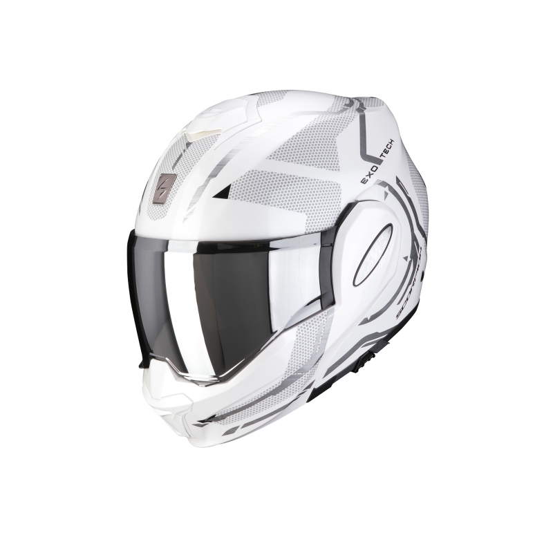 Kask z podnoszoną szczęką Scorpion EXO-TECH Square biało-srebrny