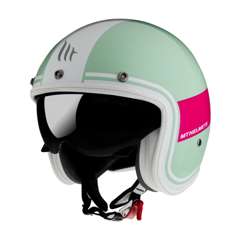 Kask otwarty MT LeMans 2 SV Tant zielono-biało-różowy wyprzedaż