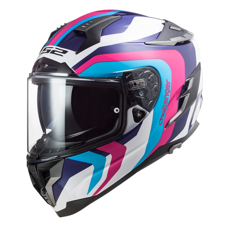 Integralny kask motocyklowy LS2 FF327 Challenger Galactic biało-niebiesko-różowy wyprzedaż