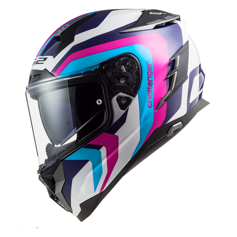 Integralny kask motocyklowy LS2 FF327 Challenger Galactic biało-niebiesko-różowy wyprzedaż