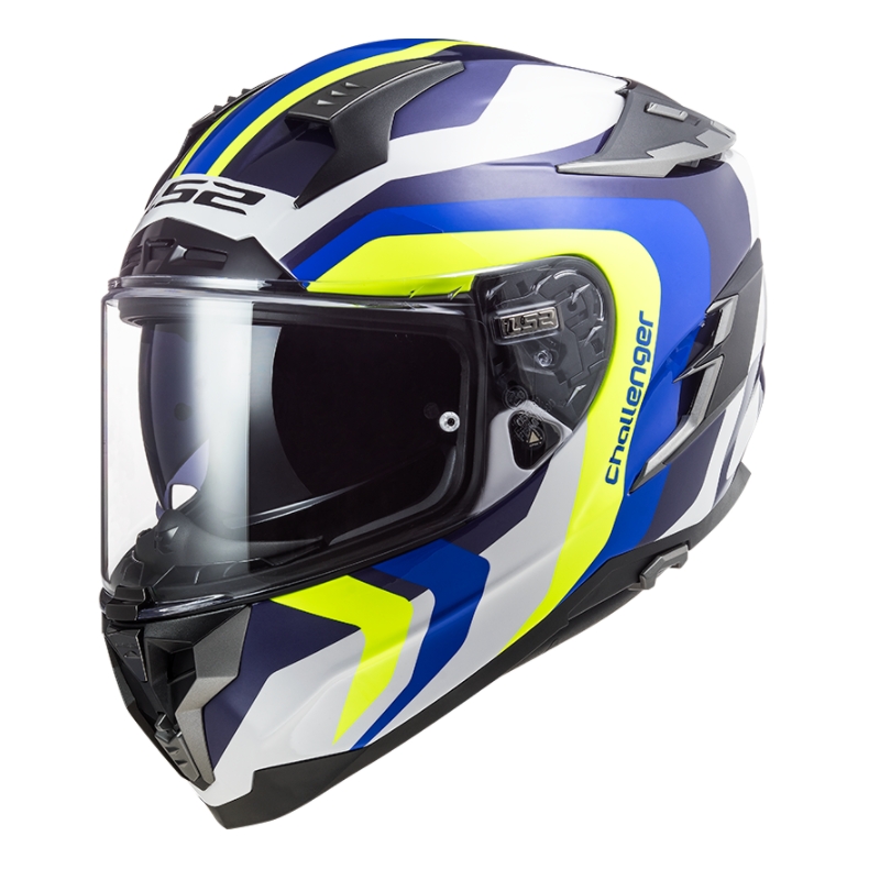 Integralny kask motocyklowy LS2 FF327 Challenger Galactic blue-white-fluo yellow wyprzedaż