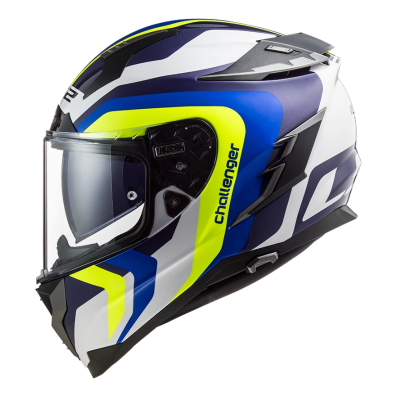 Integralny kask motocyklowy LS2 FF327 Challenger Galactic blue-white-fluo yellow wyprzedaż
