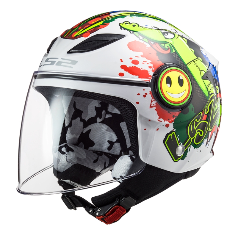 Dziecięcy otwarty kask motocyklowy LS2 OF602 Funny Croco biały