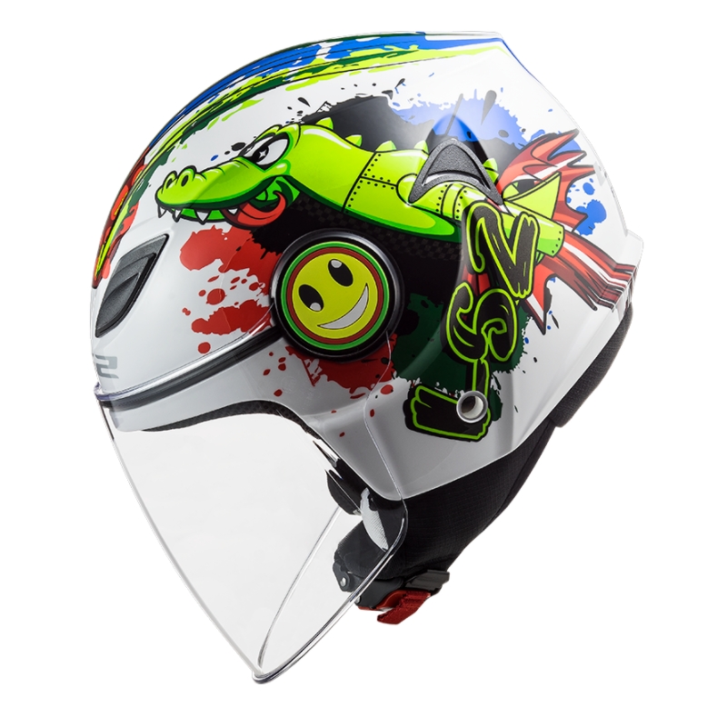 Dziecięcy otwarty kask motocyklowy LS2 OF602 Funny Croco biały