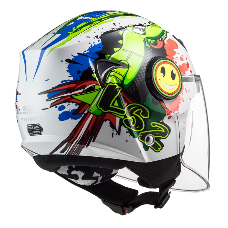 Dziecięcy otwarty kask motocyklowy LS2 OF602 Funny Croco biały