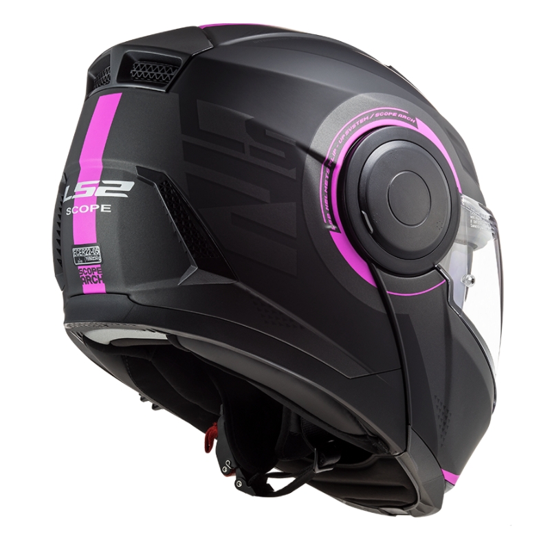 Szczękowy kask motocyklowy LS2 FF902 Scope Arch czarno-różowy matowy