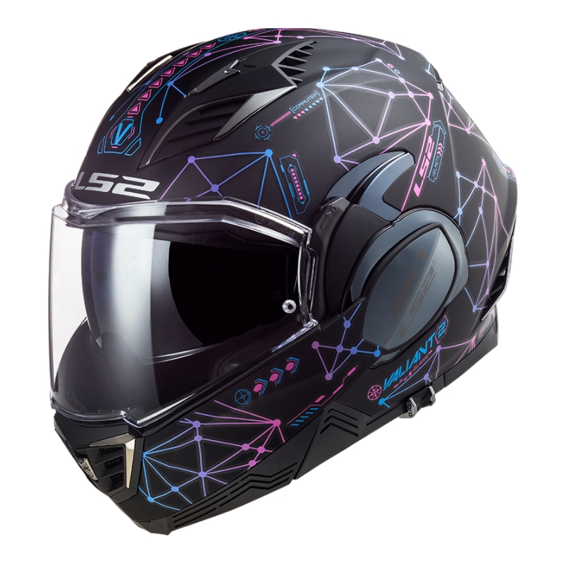 Kask z podnoszoną szczęką LS2 FF900 Valiant II Stellar czarno-różowy