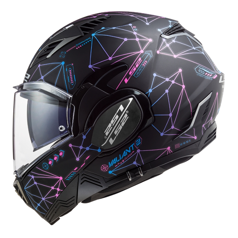 Kask z podnoszoną szczęką LS2 FF900 Valiant II Stellar czarno-różowy