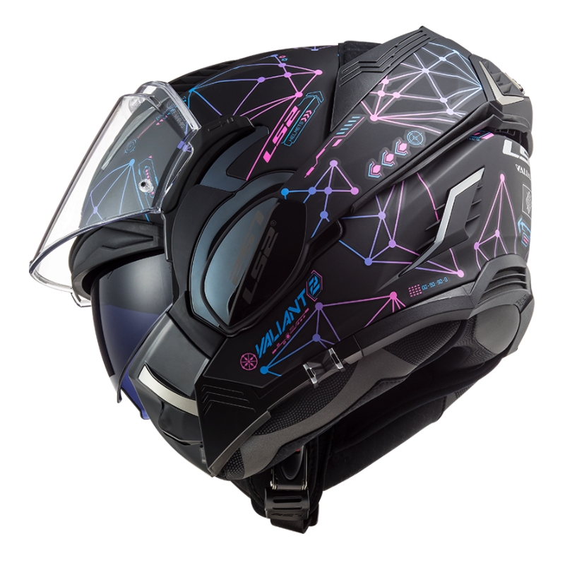 Kask z podnoszoną szczęką LS2 FF900 Valiant II Stellar czarno-różowy
