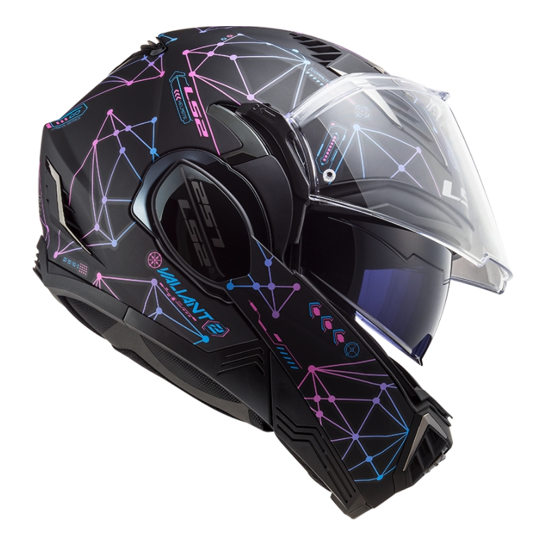 Kask z podnoszoną szczęką LS2 FF900 Valiant II Stellar czarno-różowy