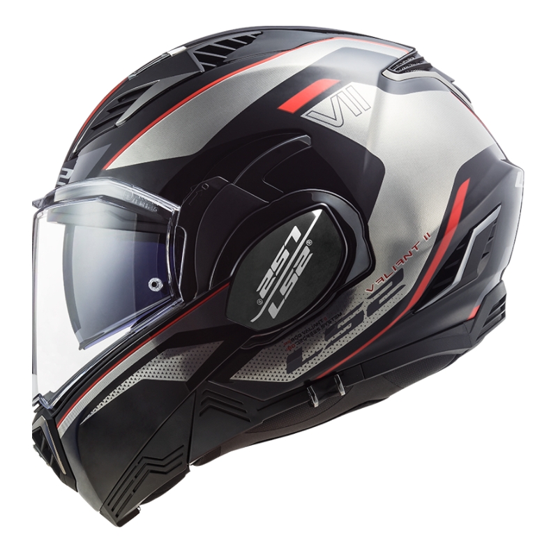 Kask z podnoszoną szczęką LS2 FF900 Valiant II Hub czarno-szaro-czerwony
