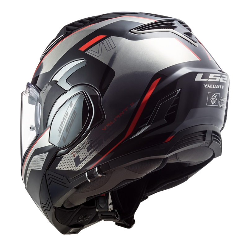 Kask z podnoszoną szczęką LS2 FF900 Valiant II Hub czarno-szaro-czerwony