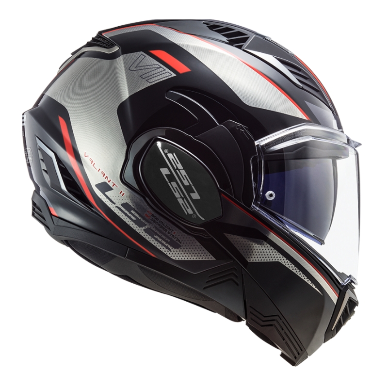 Kask z podnoszoną szczęką LS2 FF900 Valiant II Hub czarno-szaro-czerwony