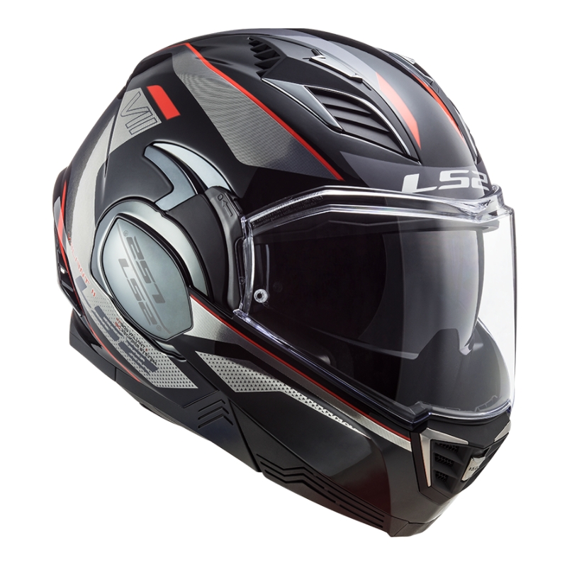Kask z podnoszoną szczęką LS2 FF900 Valiant II Hub czarno-szaro-czerwony