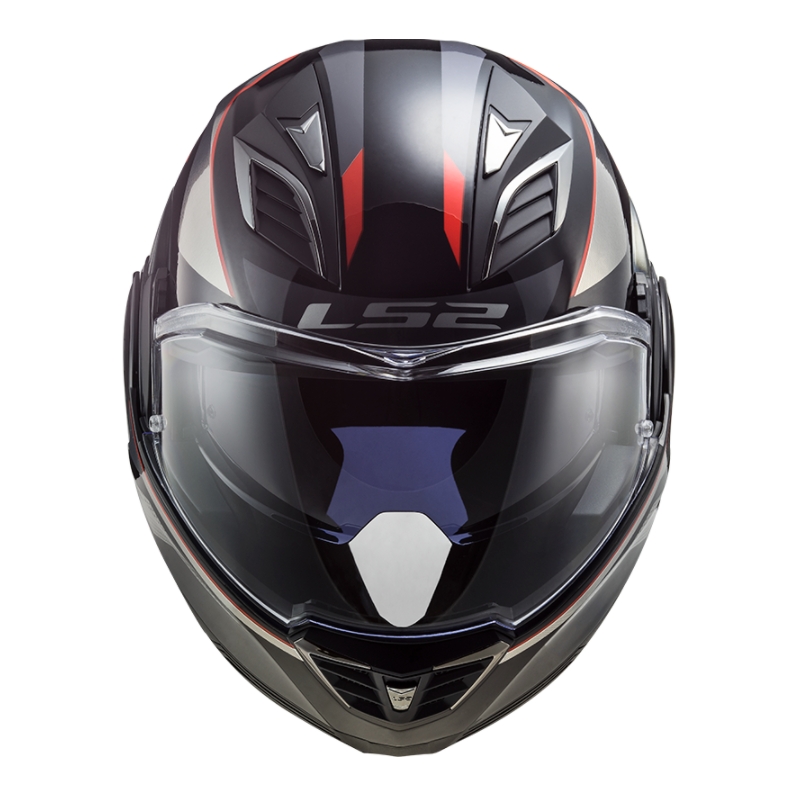 Kask z podnoszoną szczęką LS2 FF900 Valiant II Hub czarno-szaro-czerwony