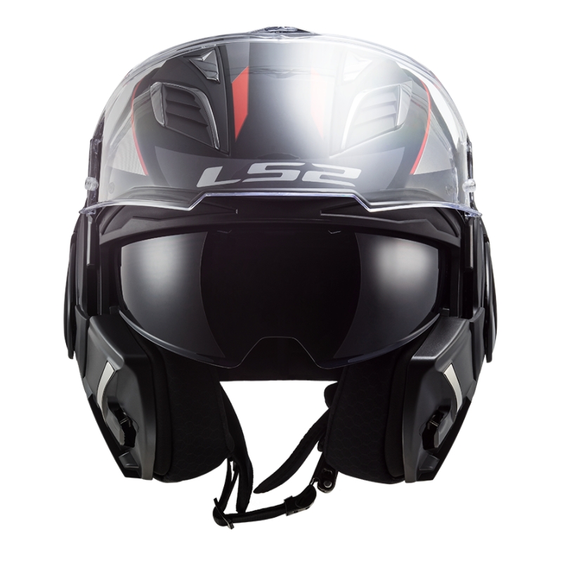 Kask z podnoszoną szczęką LS2 FF900 Valiant II Hub czarno-szaro-czerwony