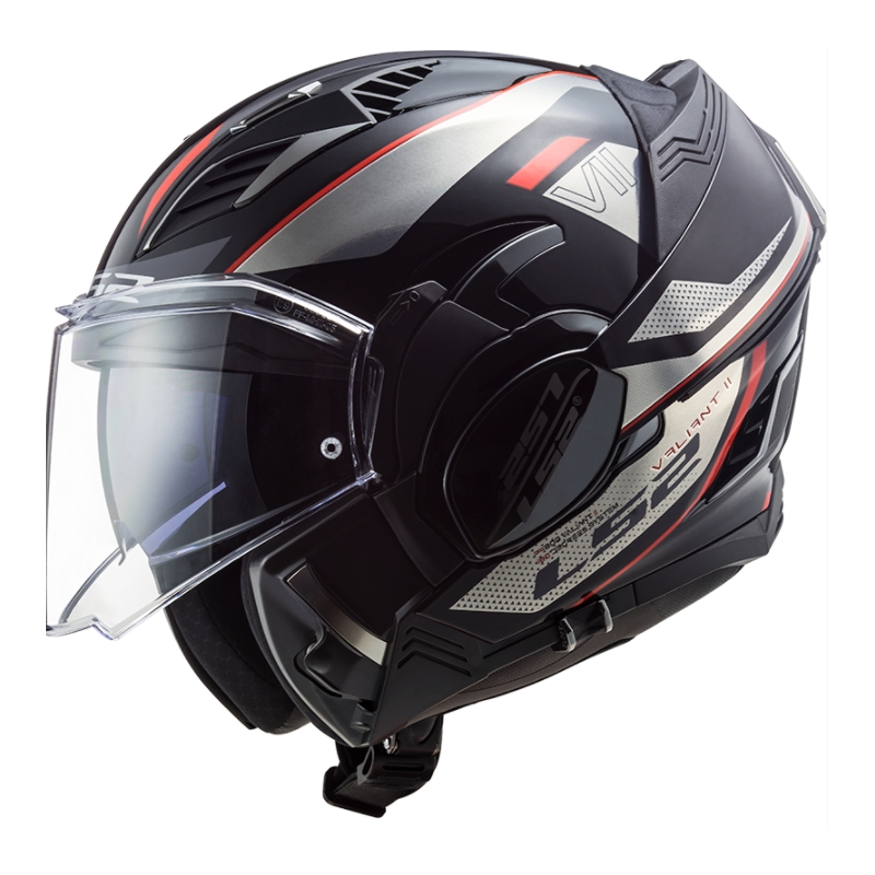 Kask z podnoszoną szczęką LS2 FF900 Valiant II Hub czarno-szaro-czerwony