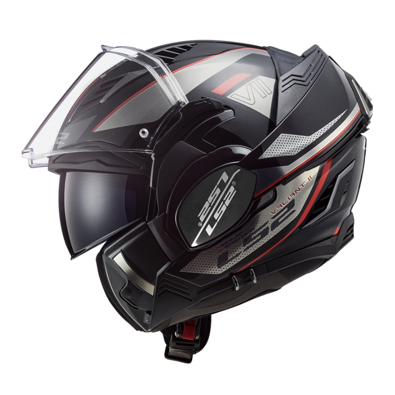 Kask z podnoszoną szczęką LS2 FF900 Valiant II Hub czarno-szaro-czerwony