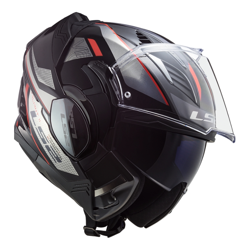 Kask z podnoszoną szczęką LS2 FF900 Valiant II Hub czarno-szaro-czerwony