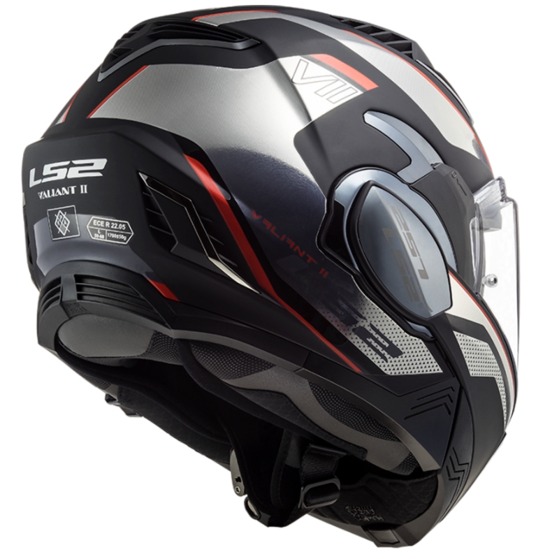 Kask z podnoszoną szczęką LS2 FF900 Valiant II Hub czarno-szaro-czerwony