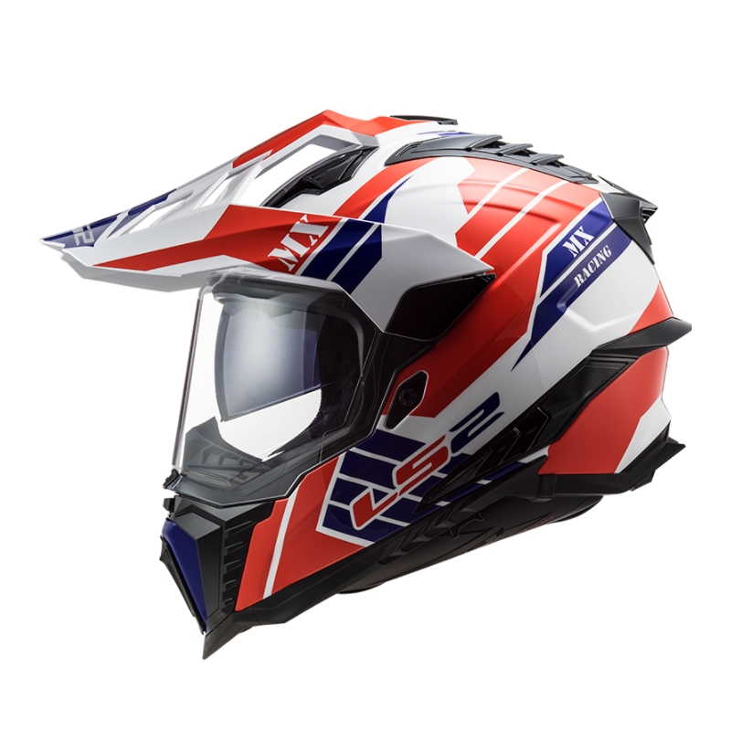 Kask Enduro LS2 MX701 Explorer Atlantis biało-niebiesko-czerwony wyprzedaż
