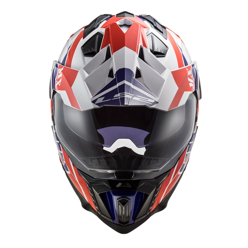 Kask Enduro LS2 MX701 Explorer Atlantis biało-niebiesko-czerwony wyprzedaż