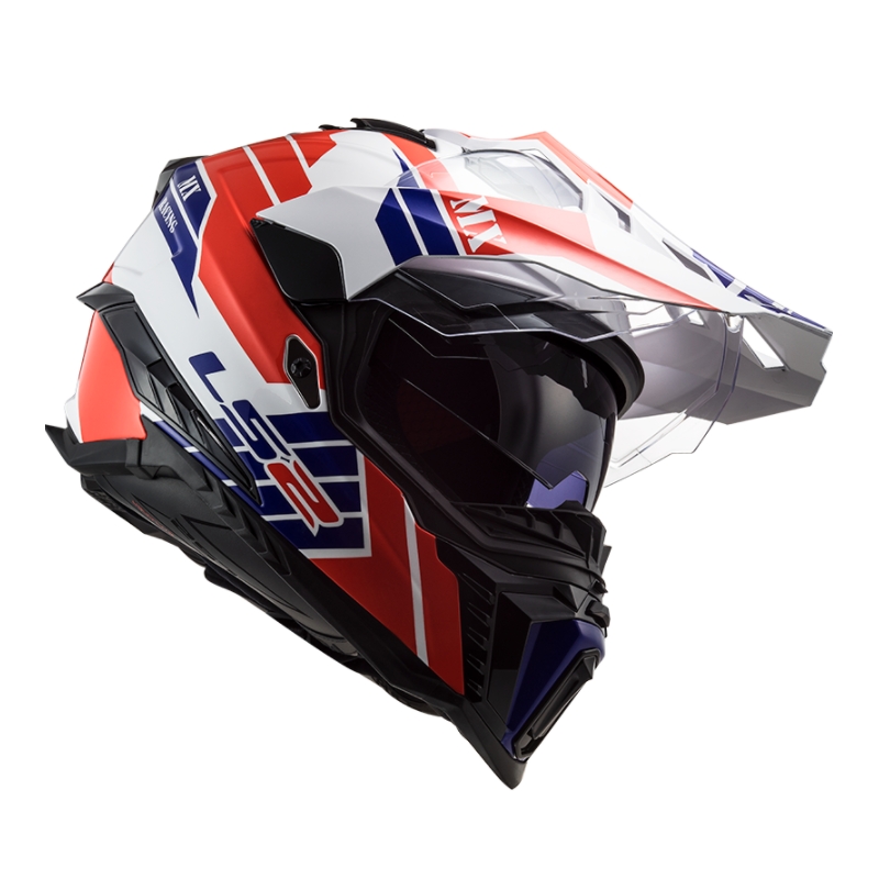 Kask Enduro LS2 MX701 Explorer Atlantis biało-niebiesko-czerwony wyprzedaż
