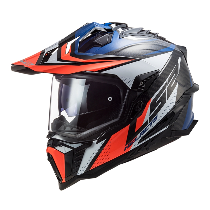 Kask Enduro LS2 MX701 Explorer C Focus biało-niebiesko-czerwony