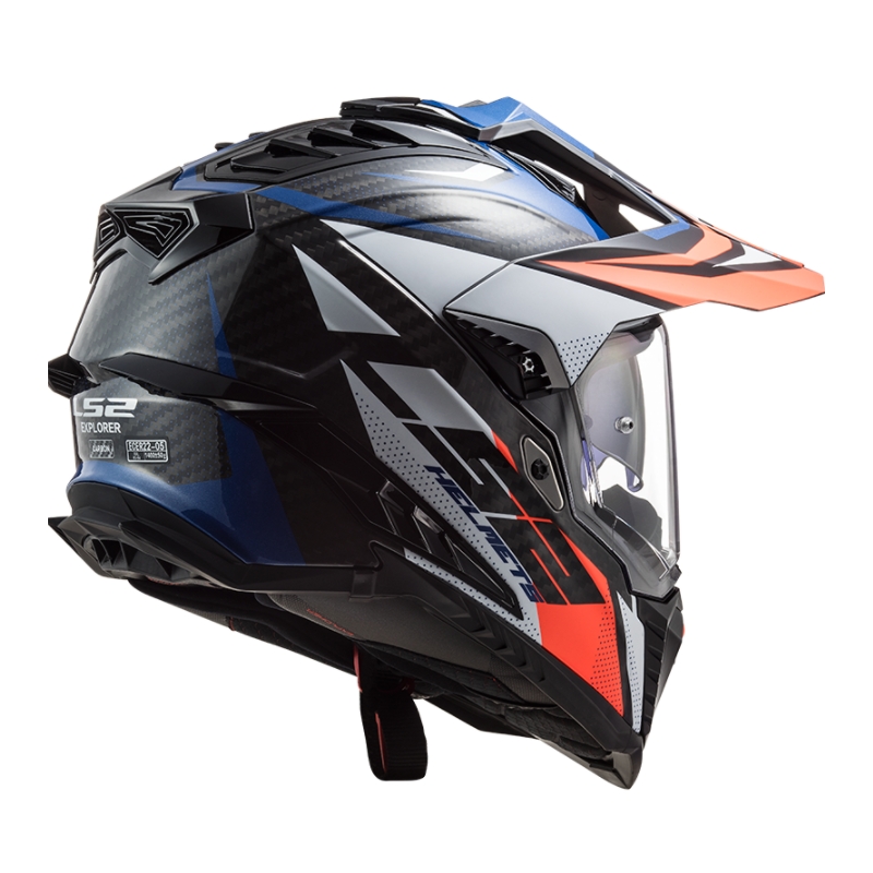 Kask Enduro LS2 MX701 Explorer C Focus biało-niebiesko-czerwony