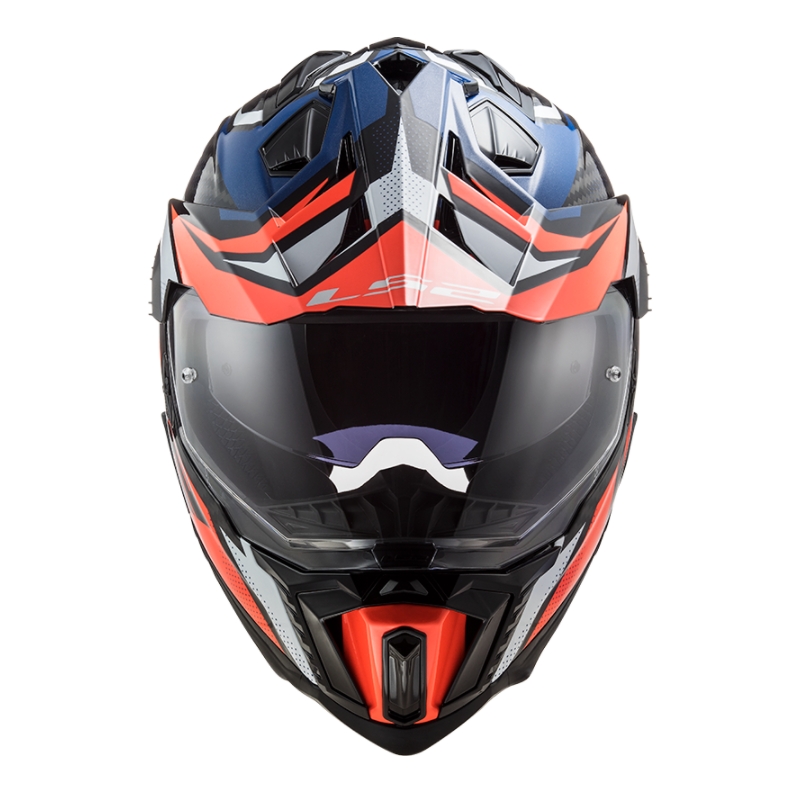 Kask Enduro LS2 MX701 Explorer C Focus biało-niebiesko-czerwony