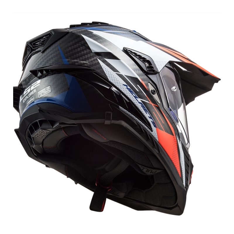 Kask Enduro LS2 MX701 Explorer C Focus biało-niebiesko-czerwony