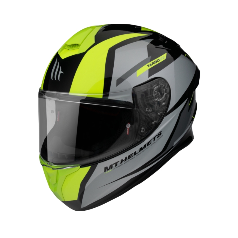 Integralny kask motocyklowy MT FF106 Pro Targo Pro Sound czarno-szaro-fluo żółty