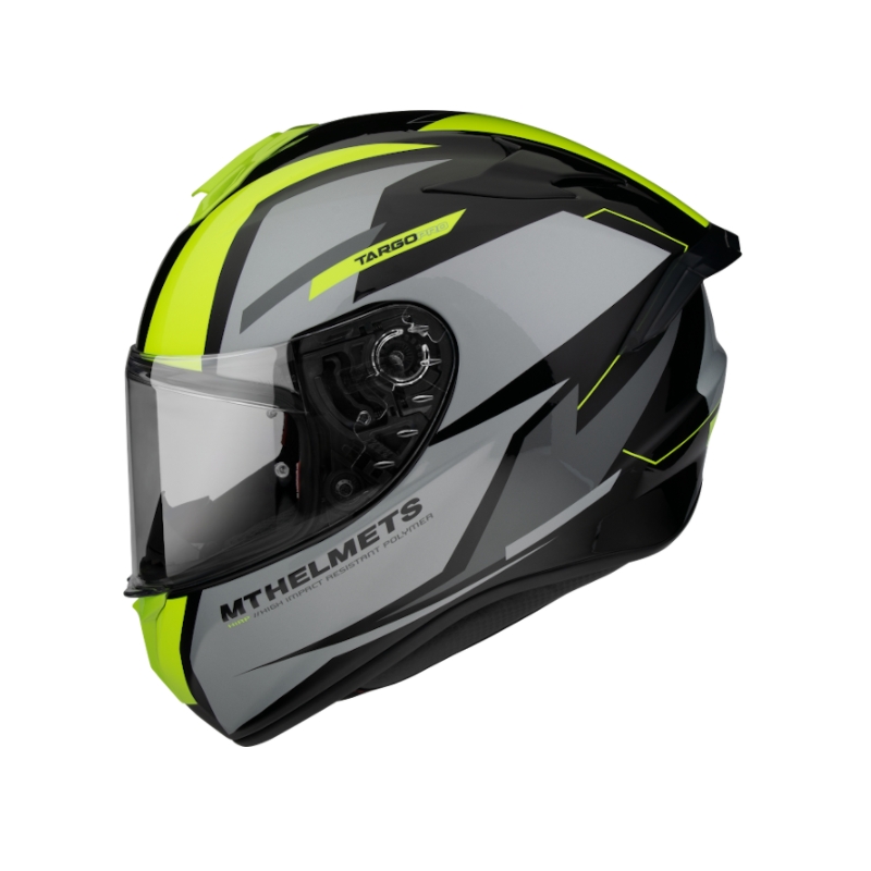 Integralny kask motocyklowy MT FF106 Pro Targo Pro Sound czarno-szaro-fluo żółty