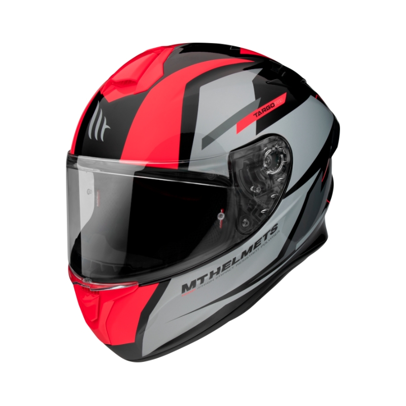Integralny kask motocyklowy MT FF106 Pro Targo Pro Sound czarno-szaro-fluo czerwony wyprzedaż