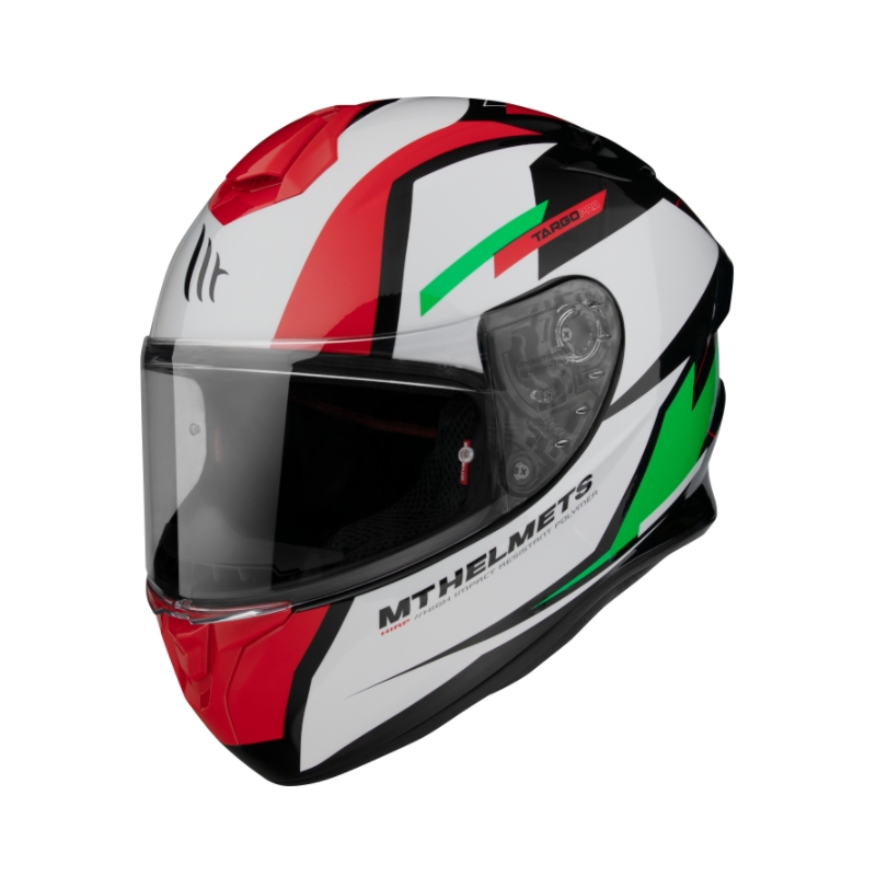 Integralny kask motocyklowy MT FF106 Pro Targo Pro Sound czarno-biało-czerwono-zielony wyprzedaż