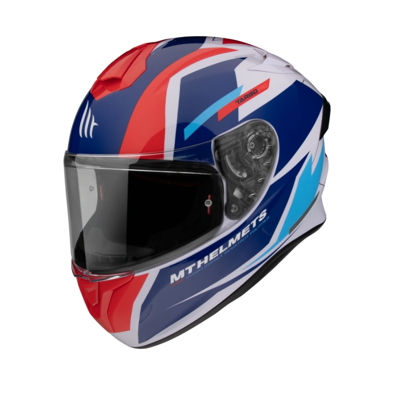 Integralny kask motocyklowy MT FF106 Pro Targo Pro Sound niebiesko-biało-czerwony