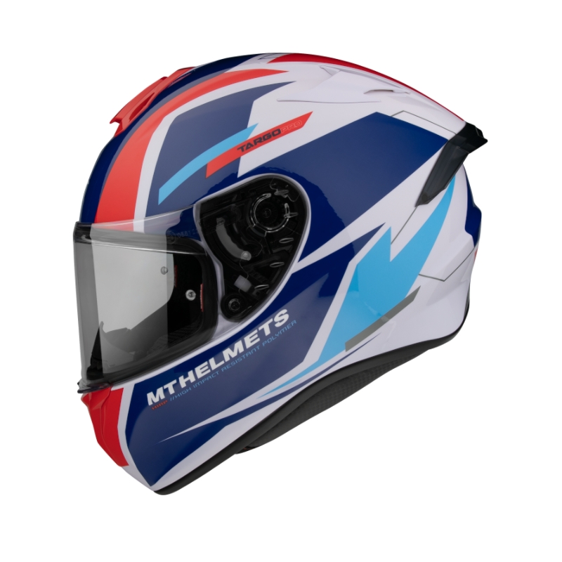 Integralny kask motocyklowy MT FF106 Pro Targo Pro Sound niebiesko-biało-czerwony