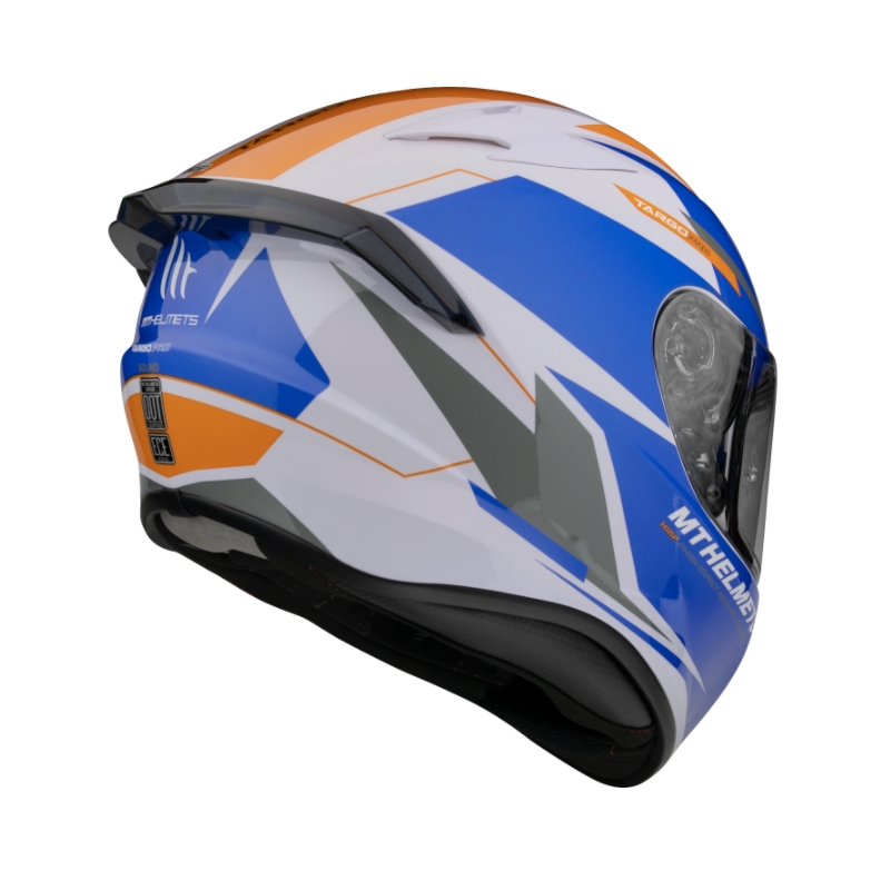 Integralny kask motocyklowy MT FF106 Pro Targo Pro Sound niebiesko-biało-pomarańczowy