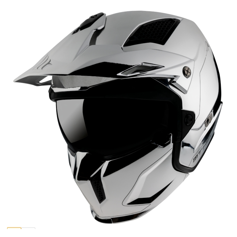 Kask MT Streetfighter SV Chromowany otwarty wizjer Srebrny Wyprzedaż