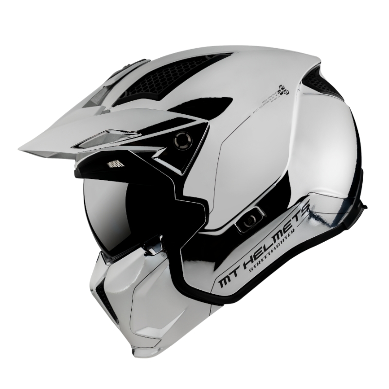 Kask MT Streetfighter SV Chromowany otwarty wizjer Srebrny Wyprzedaż
